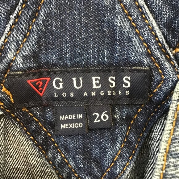 Vintage 90s Guess Destressed Denim Overalls Size 26 - Picture 9 of 12